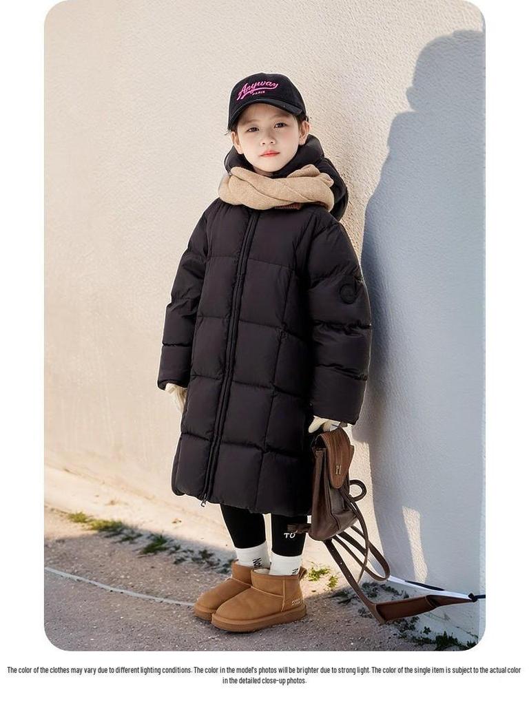 Winter 2025 Kinder Verdickte Baumwolljacke - Warmer Daunenmantel, Koreanischer Stil Lange Mode für Jungen und Mädchen