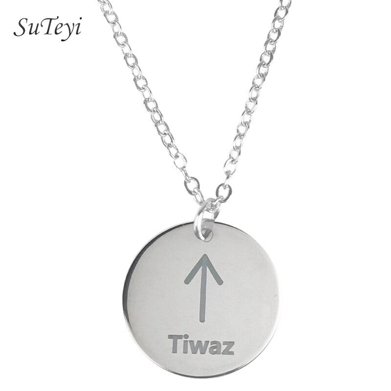 New Style 25 Style Rune Letters Viking Necklaces & Pendants Stainless Steel Material Statement Necklace Women Jewelry