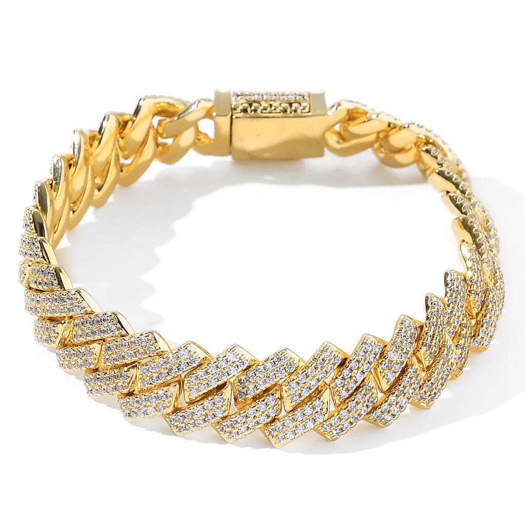 European-American Men's 14mm Zircon Cuban Chain Hip Hop Necklace