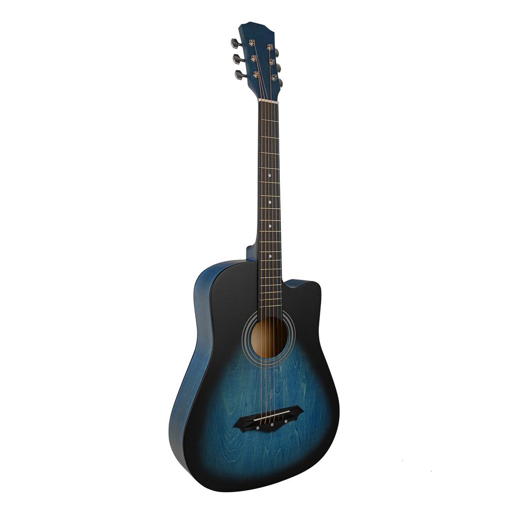 Cutaway Acoustic Guitar 38-inch Folk Guitar Hand Rubbed Basswood with Celluloid Pick, Pick Holder,