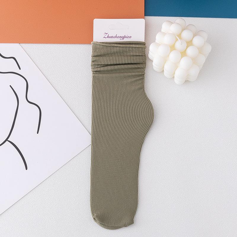 Women Girls Spring Summer Thin Loose Tube Socks Solid Color Black White Red Purple Green Yellow Velvet Breathable Long Socks