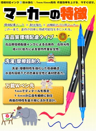 Acrylic Marker Pen Set, 60 Colors, with Storage Bag, Water-Based, Non-Toxic, Waterproof, Quick-Drying, Light-Resistant, with Thick and Fine Ends, for