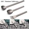 Portable New Pure Cutlery Fork Long Handle Spoon Titanium Cookware Outdoor Picnic Accessories
