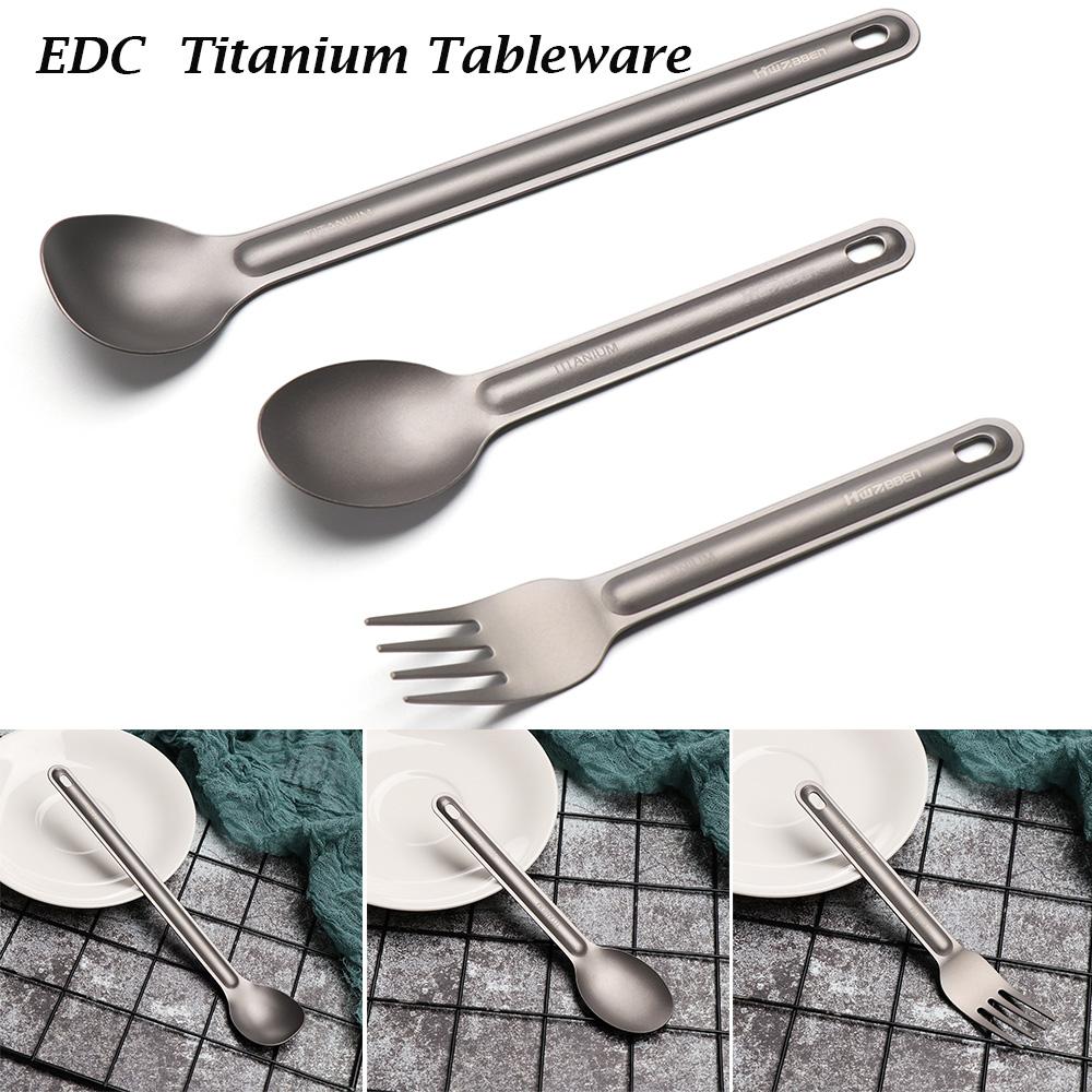 Portable New Pure Cutlery Fork Long Handle Spoon Titanium Cookware Outdoor Picnic Accessories