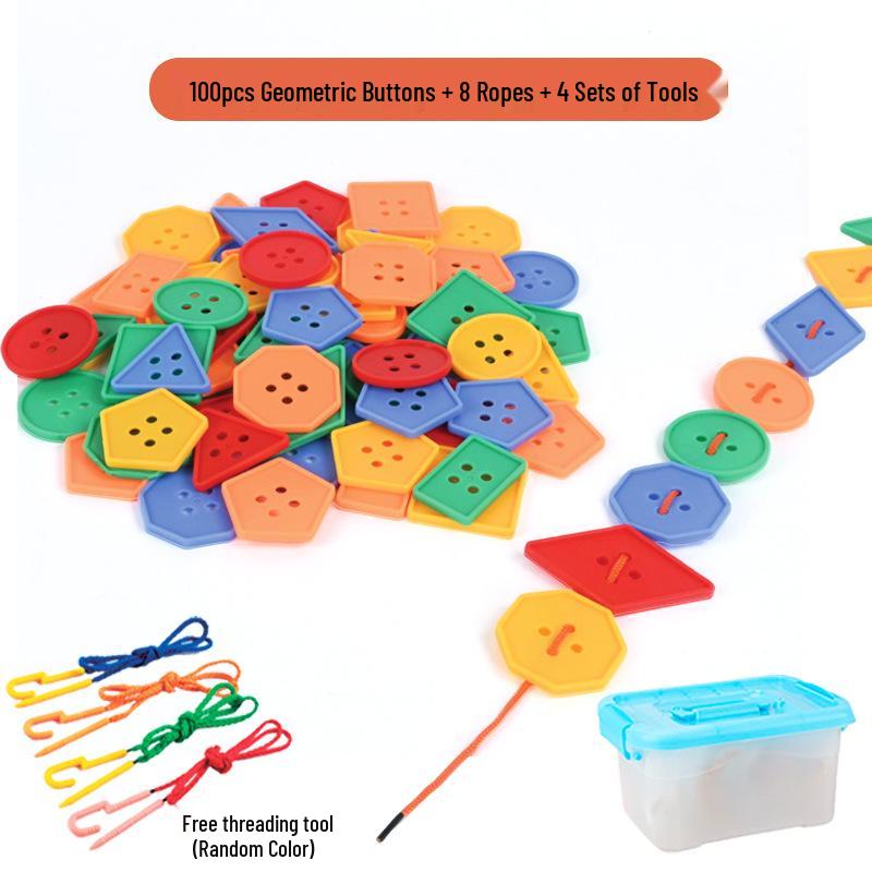 Handmade Montessori Geometric Beading Blocks - Educational Toys for Primary School Students