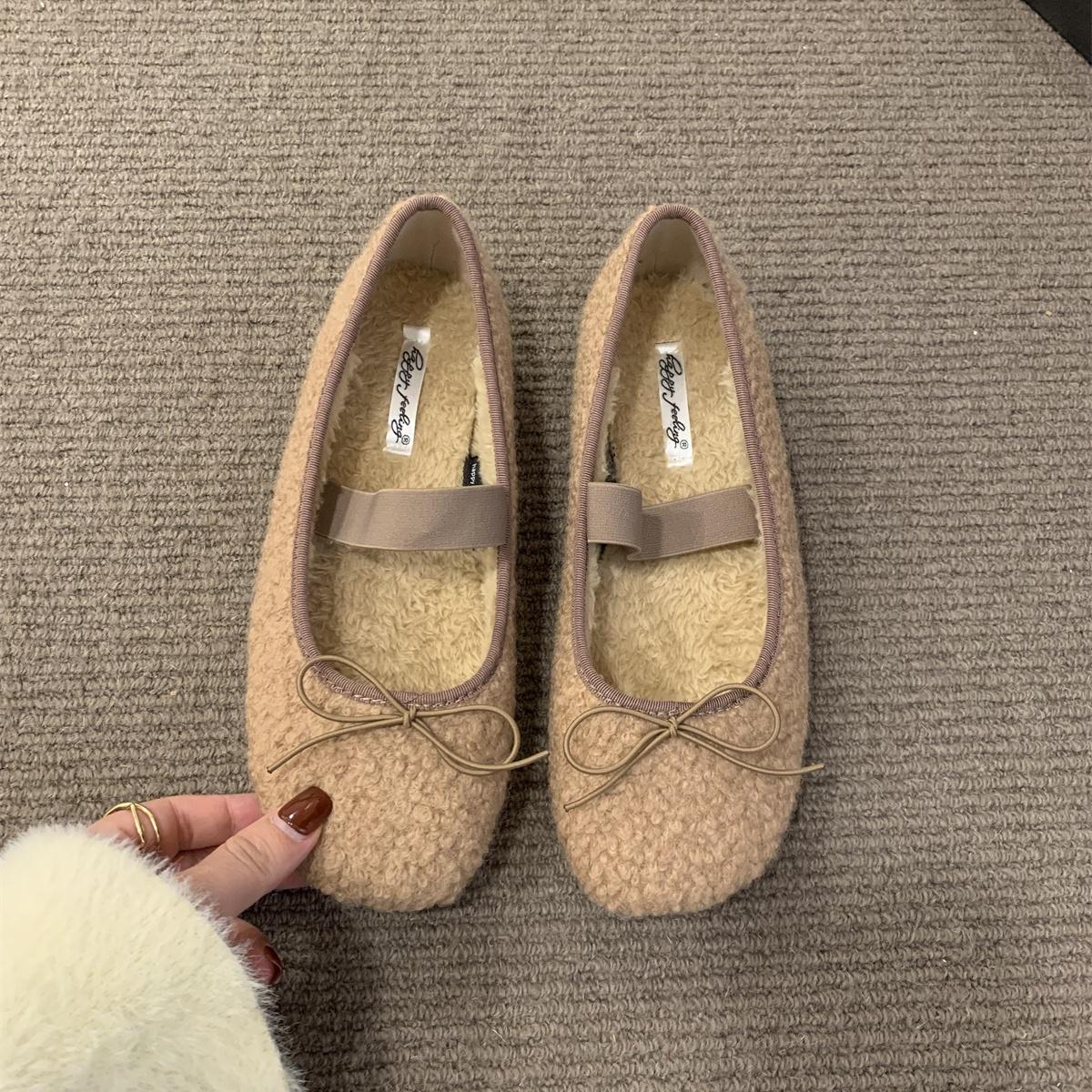 

Мода Bailamos Новый Бренд Женские Плоские Круглый Носок Неглубокие Слипоны Женские Повседневные Балетки Меховые Туфли Мягкая Кожа Элегантные Балетки Mujer 40 абрикосовый