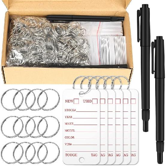 Yexiya 500 Pcs Poly Key Tags Plastic Dealership Car Key Tags with Labels for RV Auto Luggage Accessory