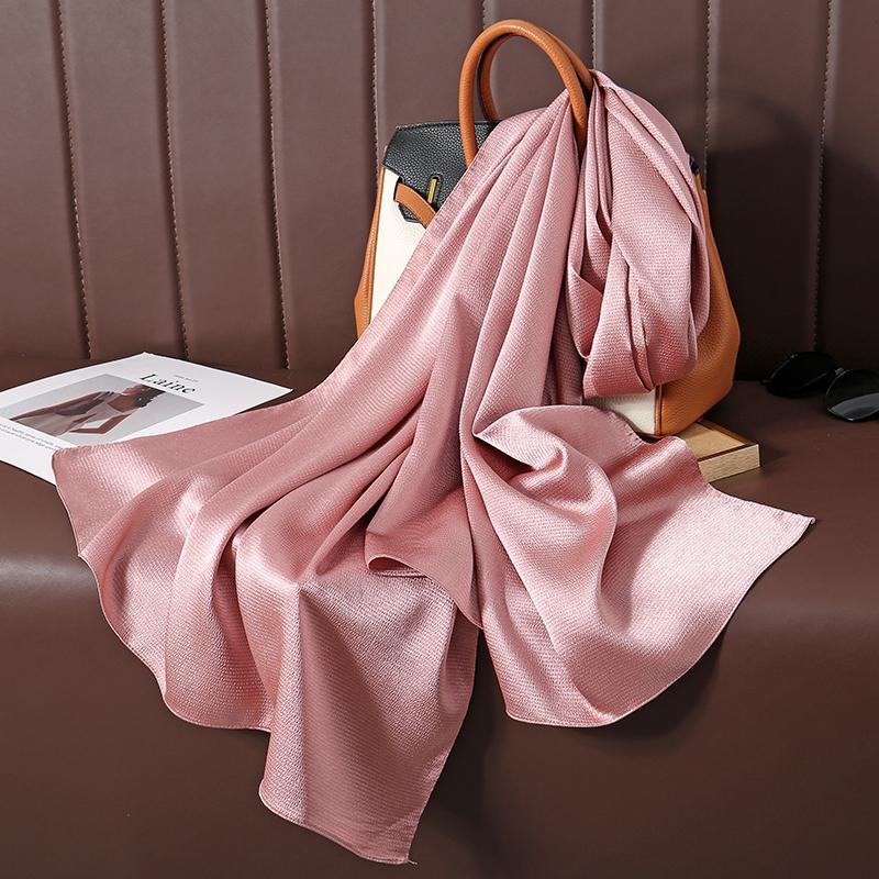 Solid Color Luxury Fashion Women Hijab Scarf Long Silk Soft Comfortable Scarves Shawl Muffler Neckerchief Outdoors Bandanna Lady