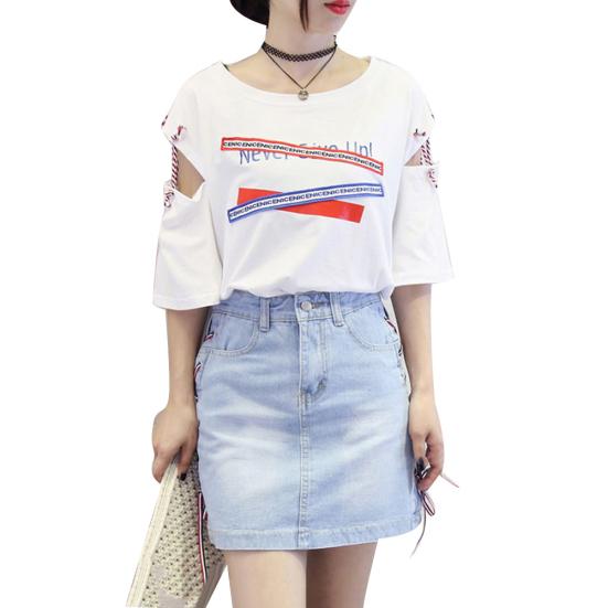 

Vintage Women Letter Hollow Half Sleeve Round Neck Loose Tee Top T-shirt Blouse M белый