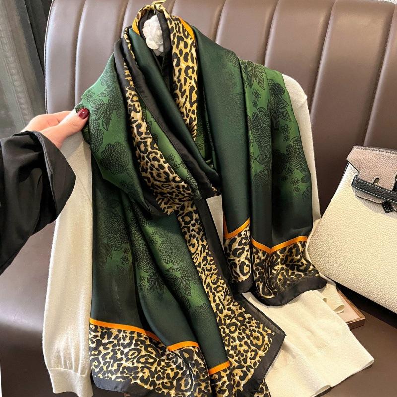 New Spring and Summer Silk Scarf Female Imitation Oversized Shawl Neck Protection Sun Protection Yarn Headscarf Fashion Trend