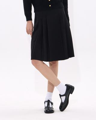 Moa Minimal Pleated A-Line Skirt (Black)