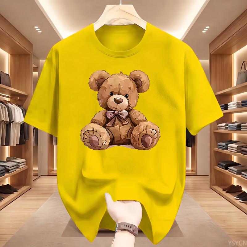 Print Cute Teddy Bear Drinking Beer Poster Man T-shirt Summer Short Sleeved T-shirt Cool Casual High Quality Top