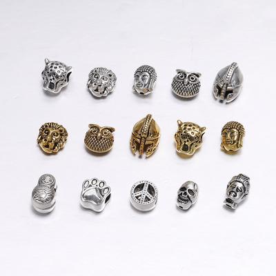 10Pcs/Bag Gold Color Buddha Sparta Leopard Lion Heads Spacer Beads for Jewelry Finding Making DIY Handmade Charm Beads Bracelet