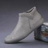 New spring mid-top leather boots with British style high-top men's shoes autumn men's casual leather shoes trendy shoes