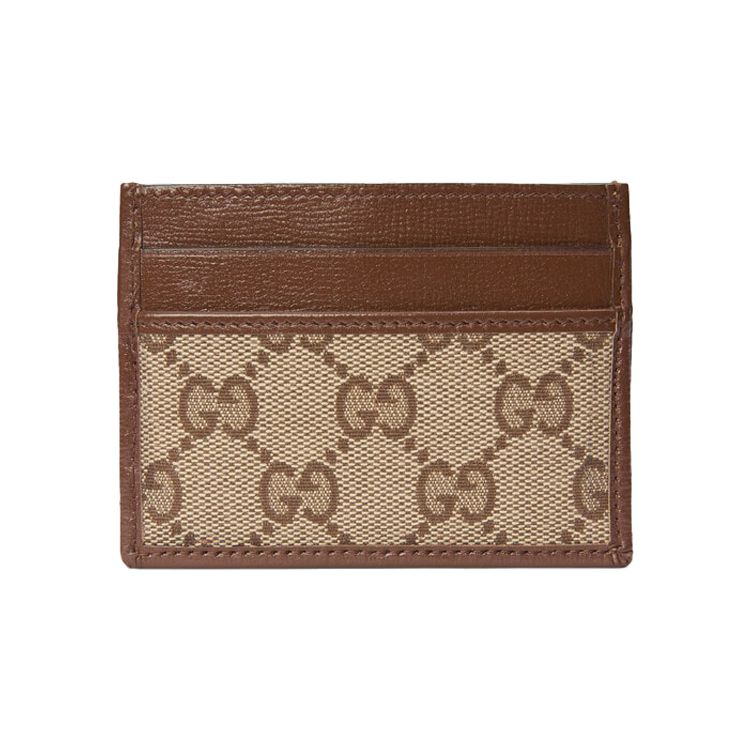 Gucci Zumi Logo Canvas And Leather Card Holder Unisex Card Holder Brown Ebony 681709-GY5SN-8563