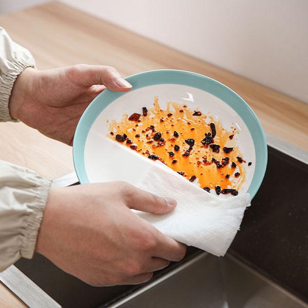 WTEMPO 5-Roll 250PCS Roll Kitchen Paper Towel Water/Oil Absorbent Wet Dry Dual Use Food Grade Tear-off Reusable Washable Lazy Rag Dishwashing Paper