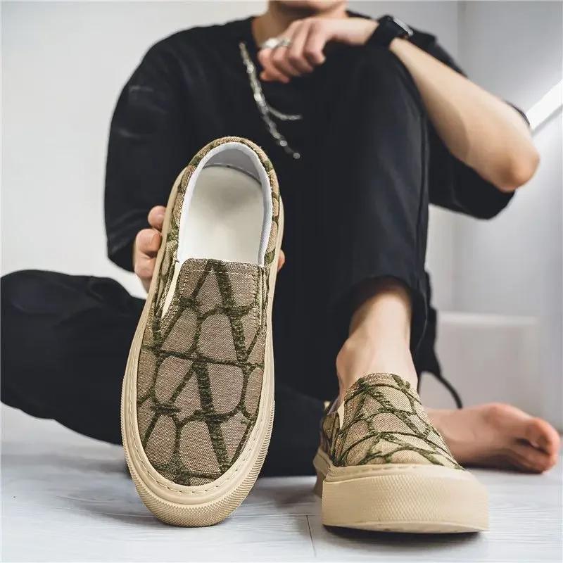 Summer Canvas Sneakers Male New In Men's Vulcanize Shoes Autumn Korean Style And Cheap Size 45 Slip-ons Designer Luxury Work 44