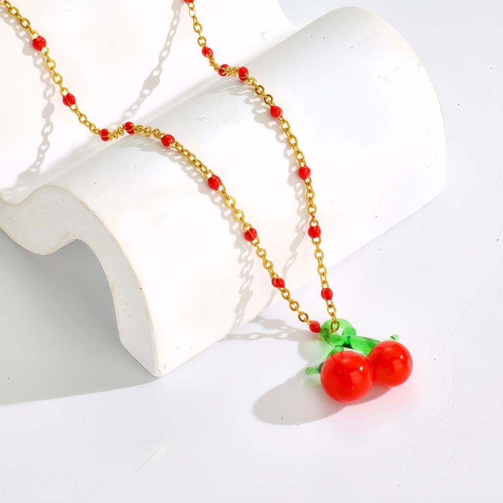 Color Dopamine Fruit Series Pendant Necklace Summer Niche Simple Versatile Do Not Fade