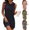 Damen Sommer Hoodie Kleid Ärmellos Mit Kordelzug Kapuze Sweatshirt Tunika Minikleid Lässig Kurz Tanktop Kleid