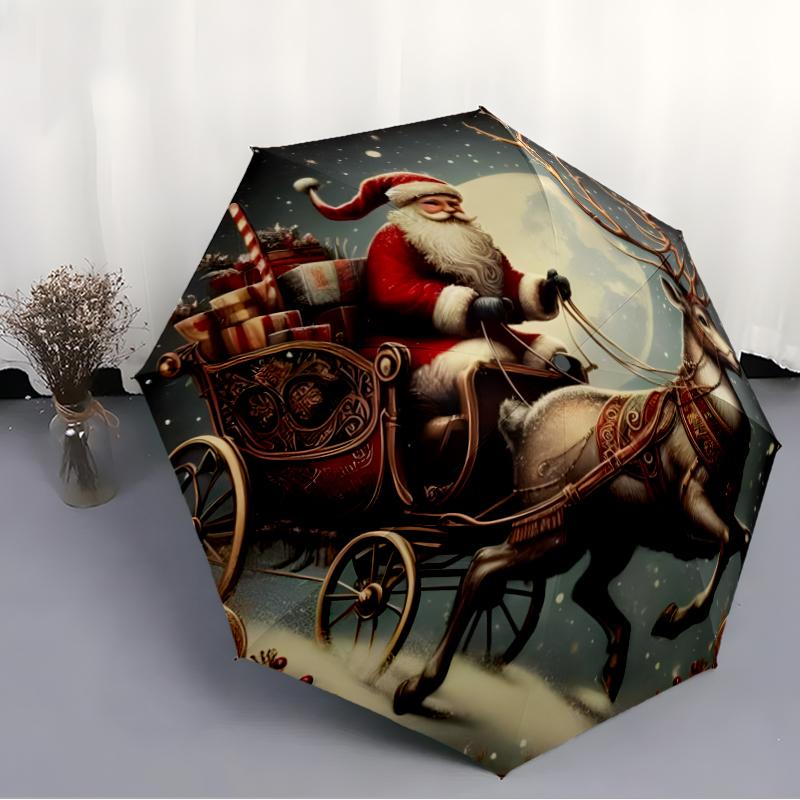 Chrismas Fashionable Automatic Opening/Closing Folding Umbrella. Portable and Foldable, Ideal for Gift, Travel, and Daily Use.
