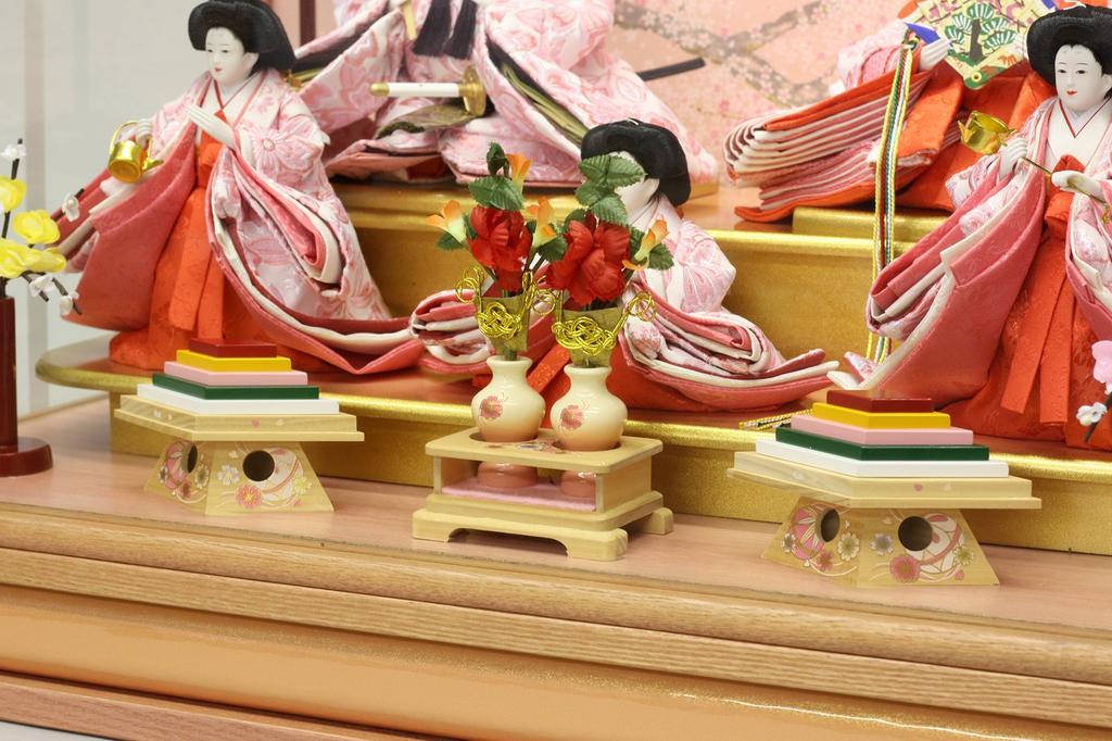 Hina Doll Case Decoration Hina Doll Cherry Blossom Pattern Back Five Person Case Decoration Komachi W63 X D38 X H44cm
