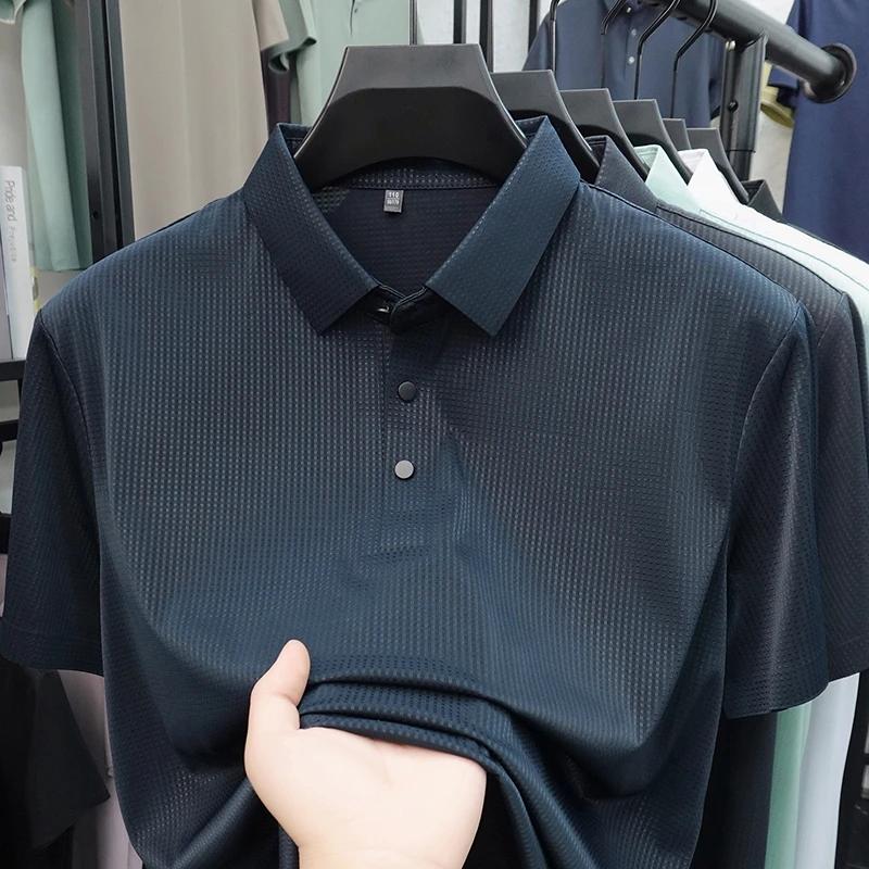 2026 New Men's Honeycomb Mesh Polo Shirt Wrinkle Resistant Quick Dry Fabric Short Sleeve For Office