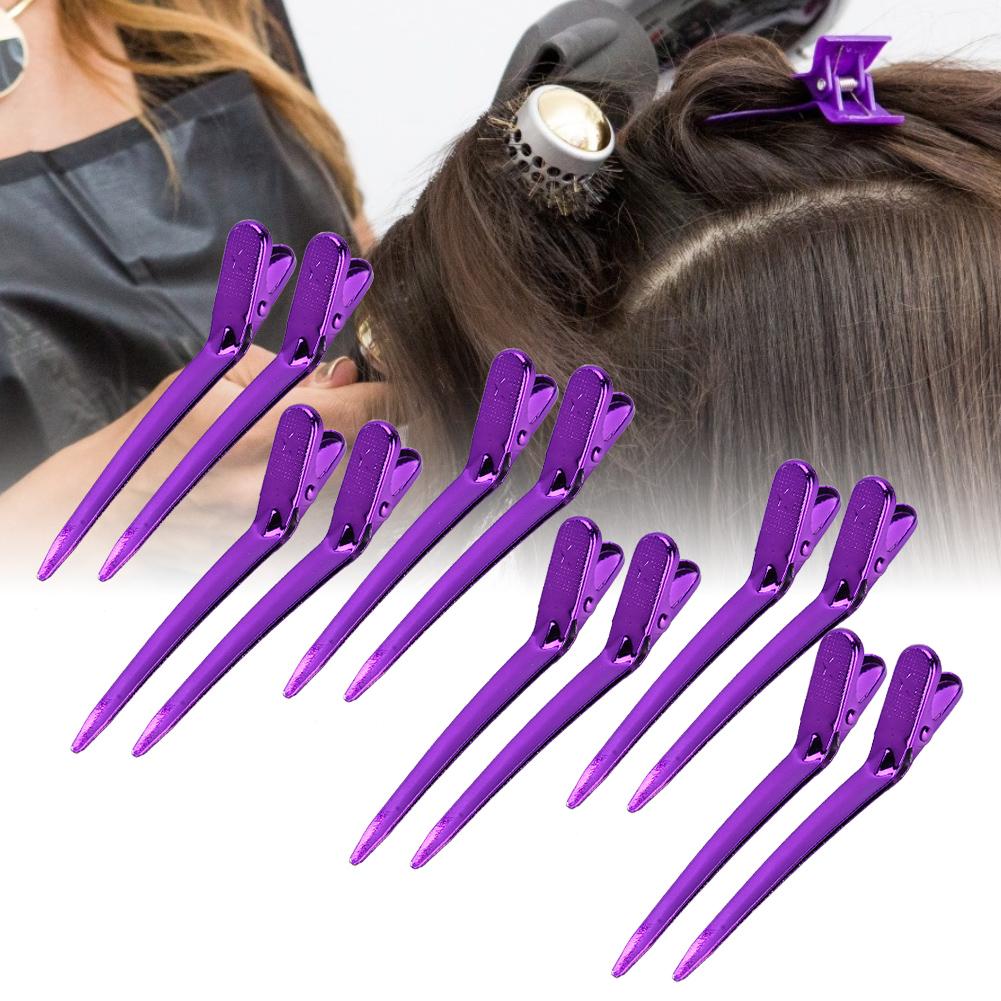 12pcs Salon Clamp Grips Hairdressing Barber Shop Duckbill Hair Clips Hairpin for Salon