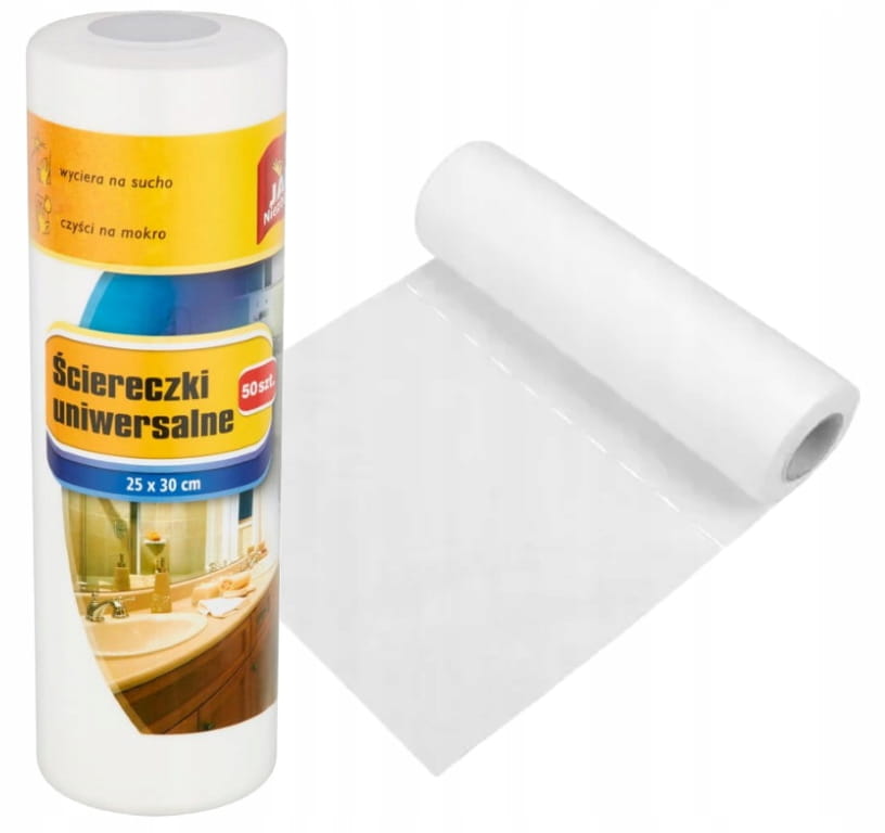 Jan Niezbędny kitchen cloths on a roll 50 pieces white