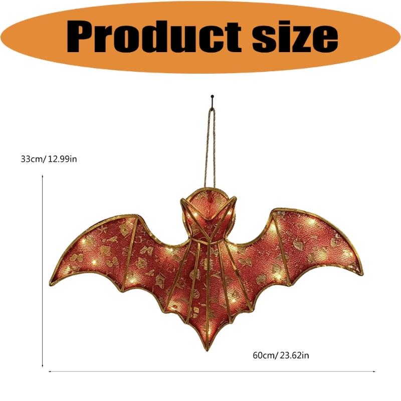 Metal Bat Halloween Decoration Hanging Accent with Loop for Entryway Party Table Display and Home Window Indoor Use