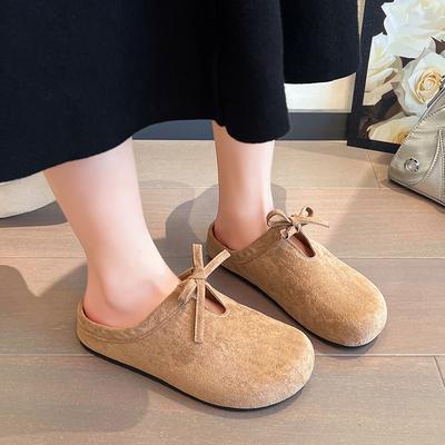 2025 Damen Hausschuhe Zehenschutz Flip Flops Pantoletten Plateau 2025 Plüsch Retro Pelzschuhe Damen Hausschuhe Zehenschutz Plateau Schuhe