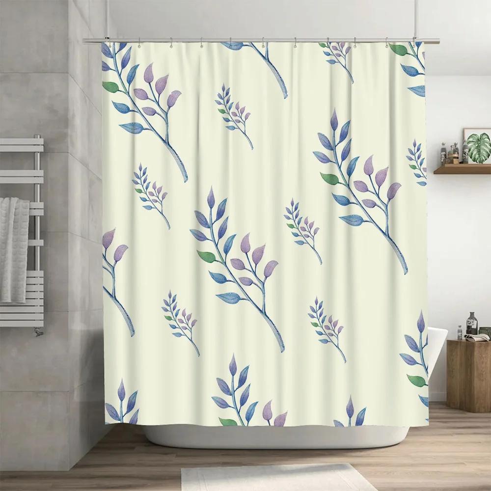 Watercolor plant shower curtain bathroom decor modern design custom made curtains for home improvement Home Garden .co