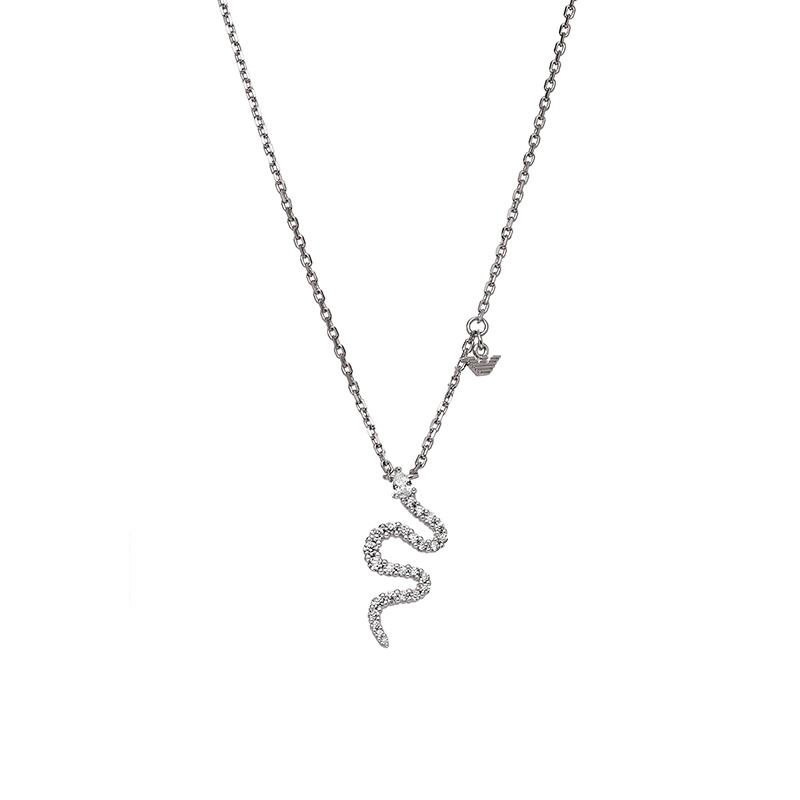 Emporio Armani  necklace  Zodiac Year Pavé Silver Snake, Brilliant Light Luxury, Snake Comes for Good Luck Silver F basic packaging-brand original box серебряный