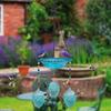 Bird Bath With 3 Pots Glass Water Bowl Backyard Hummingbird Feeders Bath For Yard Pathway Patio Lawn Balcony Porch Deck Outdoor