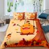 Cat Flowers King Queen Duvet Cover Cartoon Kitty Floral Bedding Set For Kids Lovely Animals Black 2/3pcs Polyester Quilt Cover