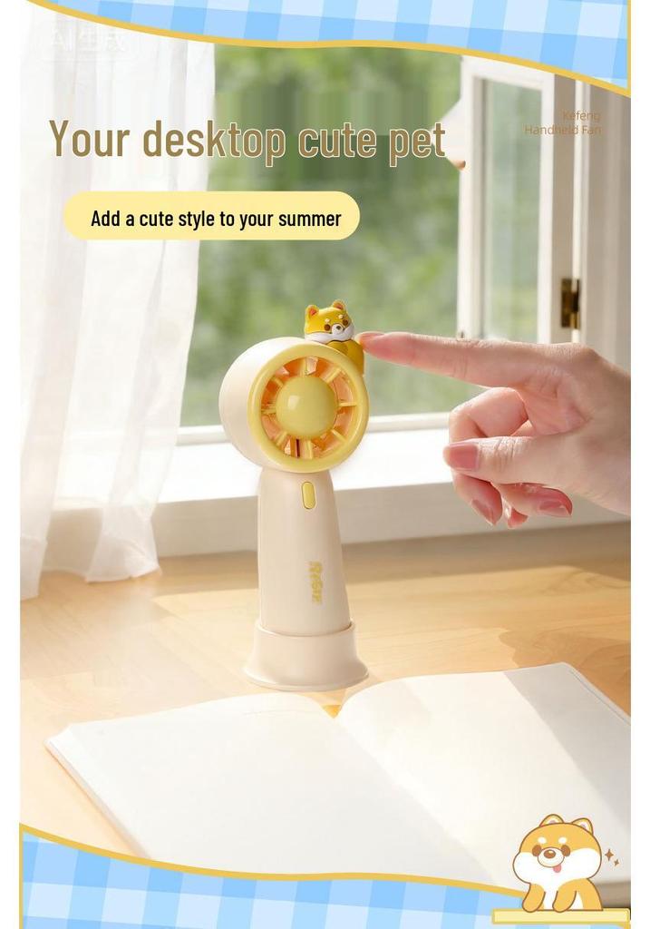Adorable Cartoon Pet USB Rechargeable Handheld Mini Fan