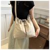Drawstring Tote Bag Large Capacity Casual Shoulder Bag Canvas Handbag for Women