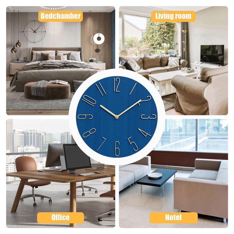 Wall Clock Non-Ticking Analog Clock Easy To Read Wall Clock Silent Modern School Analog Clock For Home Over Fireplace Decoration