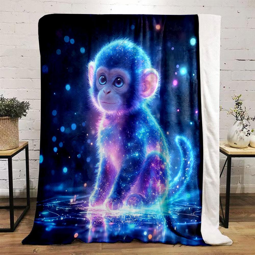 

1PC Blue Starry Sky and Colorful Animals Printed Blanket, All-Season Multi-Use for Nap Camping Travel Car Sofa Multi-Size 75x90cm