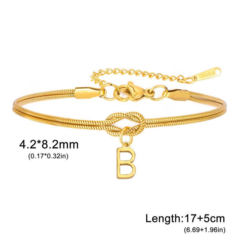 Minimalist Double Layer Snake Chain DIY Alphabet Bracelet Anklet Jewelry Simple Pendant Necklace For Women Gift