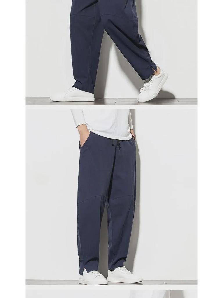 Men's Loose Fit Linen Pants: Chinese-Style Summer Harem Trousers