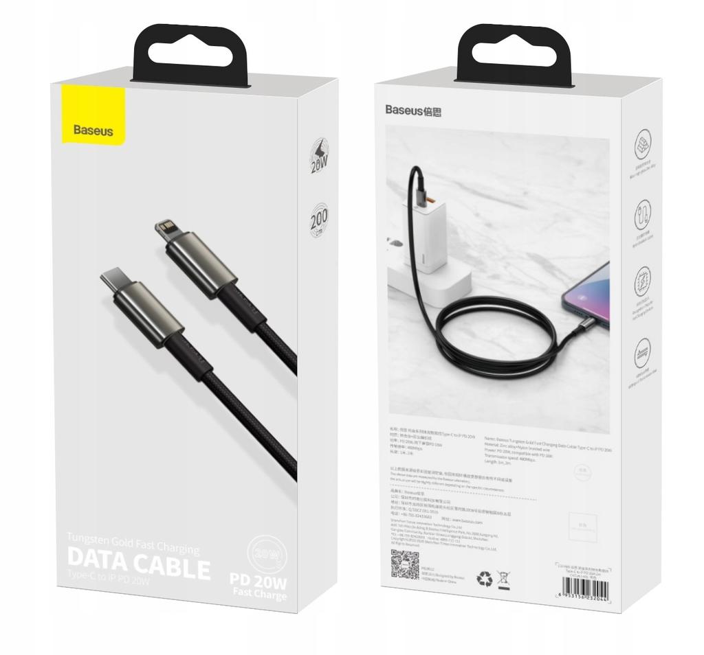 Baseus Tungsten PD USB-C - Lightning Cable 2.0 m Black 20W