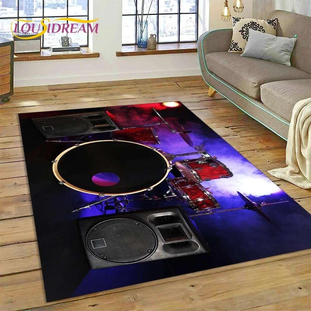 3D Drum Kit Drum Stand Set Music Instruments Carpet Rug for Bedroom Living Room Home Sofa Decoration,Child Large Decor Floor Mat