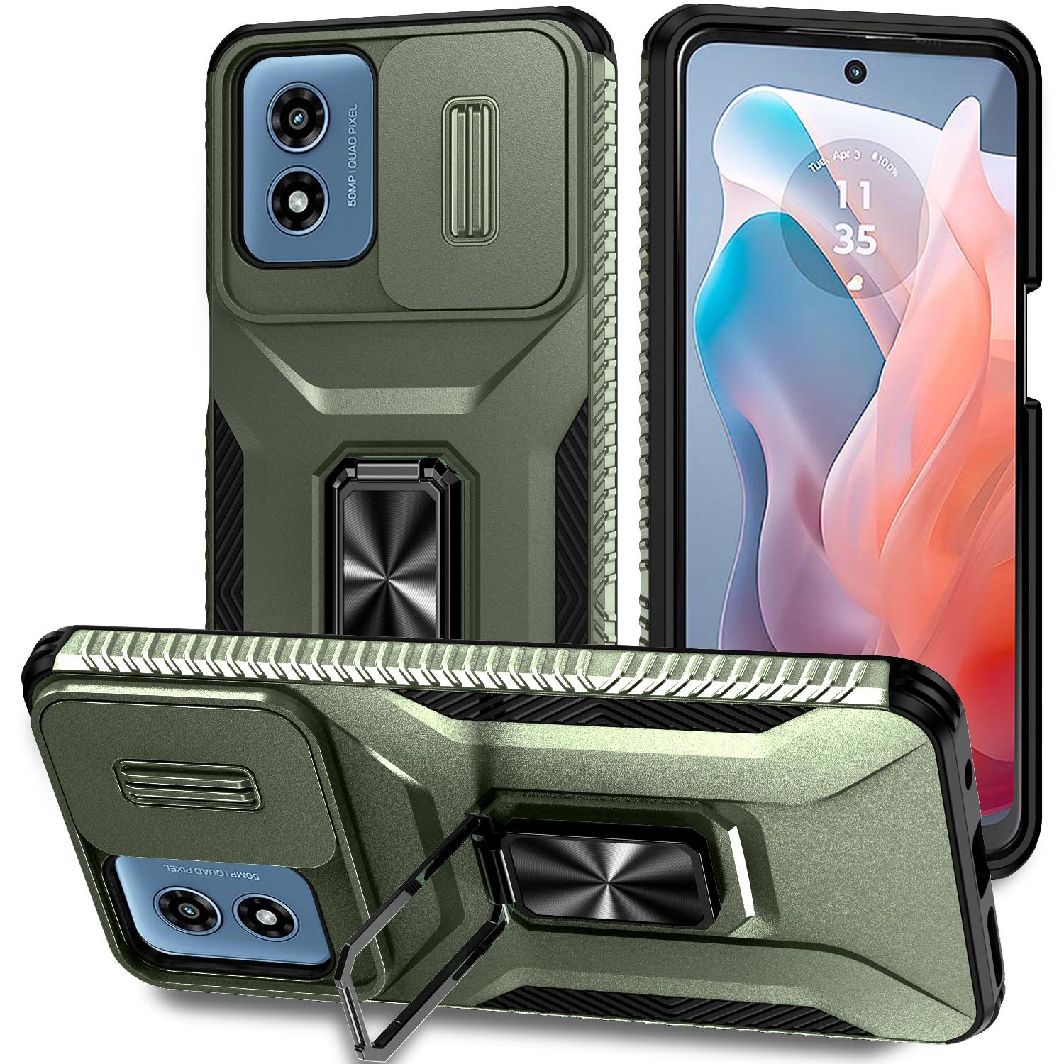 

For Motorola Moto G Play (2024) 4G/G22 Case TPU+PC Phone Cover with Kickstand Green