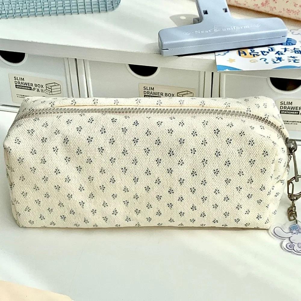 INS Floral Print Pen Bag Large Capacity Multifunctional Pencil Case Stationery Bag Students