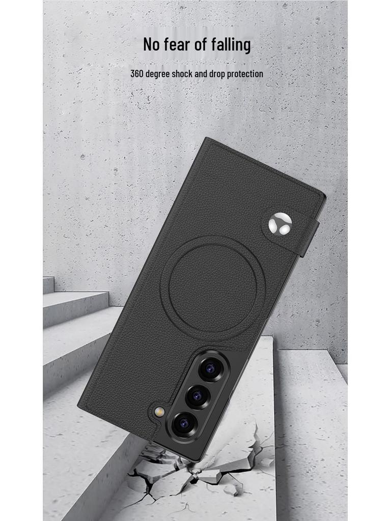 Samsung Z Fold6 Business Magnetic Leather Flip Case - Personalized, New Protective Cover