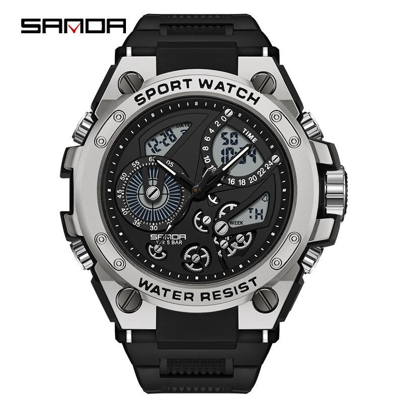 Sanda Men s Multi-Functional Luminous Waterproof Sports Wristwatch
