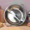 Stainless Steel Mandarin Duck Pot Kitchen Hotpot Practical with Divider Wok Frying Pan Divided Induction Cooktop