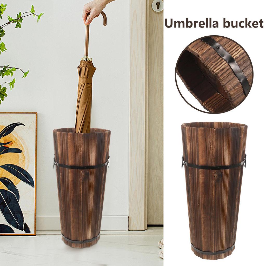Umbrella Holder Large Capacity Wooden Storage Cane Holder Entryway Umbrella Rack For Inside Outdoor Entrance Hallway Patio Home