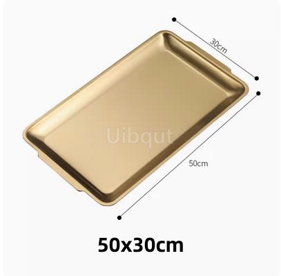 304 gold golden Stainless Steel Food Storage Trays BBQ Sushi Flat Dish Bread Pastry Baking Pan Kitchen Fruit Vegetable Plate