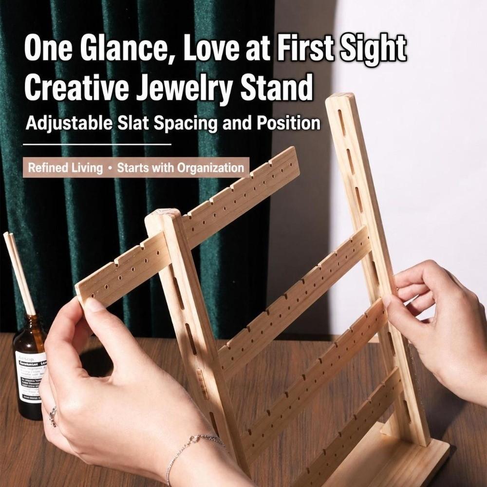 Wooden Earring Holder Organizer 4-layer Necklace Display Rack Jewelry Holder Display for Boutique
